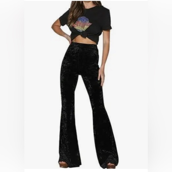 NWT Vintage Souls Los Angeles Velour High Waist Bell Bottoms Bell Flare - Picture 8 of 10